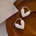 Miniatyrbillede 1 af 8: Fransk romantisk vinrød emalje hjerteformede vedhængsøreringe F White