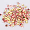 Miniatyrbild 1 av 8: 25 st 14 mm Blomformad gnistrande knapp flatback syduk red