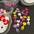Pikkukuva 3 / 8: Läpinäkyvä Kids Fruit Fork Box Organizer muovinen case Clear