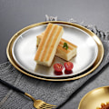 Miniatyrbilde 2 av 8: Gylden rustfritt stål oppbevaringsbrett Luksuriøs messing rund plate Gold 26cm