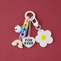 Pikkukuva 1 / 8: Creative Candy Color Flower Heart Riipus avaimenperä ja avaimenperä Ba White