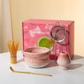 5 delar bambu Matcha-vispset Chasen Chashaku Matcha-visp Te Pink