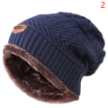 Miniatyrbild 1 av 5: Ny stickad fleecehalsduk Vintermössa Mjuk Herr- och Dammössa Varm Dark blue B