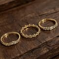Miniatyrbillede 1 af 8: Fine guld stabelbare ringe sæt vintage kvist blad Zircon Stacki B 9