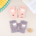 Miniatyrbillede 5 af 8: Kvinder Varme Kattehandsker Cat Claw Paw Plys vanter Halvfinger Wi Pink