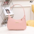 Miniatyrbillede 1 af 8: Lichee Læder Dame Skuldertaske Retro Solid Color Hobos Handb Pink