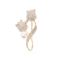Miniatyrbilde 1 av 5: 1 Stk Brosje Rhinestone Tulip Flower Brosje Anti-refleks Brosje Col Gold