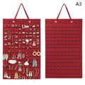 Väggmonterad smycken Display Organizer Bag Vertikal Red