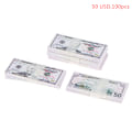 Pikkukuva 1 / 5: 100 kpl / set 1:12 nukkekoti 5/10/20/50/100 dollarin valuutta bankno 50 USD,100pcs