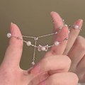 Pikkukuva 3 / 8: Sweet n Style jäljitelmä Pearl Link Chain Rannekoru Crystal Bowkn 2