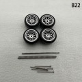 Miniatyrbild 1 av 8: 1 Set 1/64 modellbilhjul med gummidäck Modifierade delar Ve B22 fork Silver