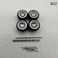 Miniatyrbillede 1 af 8: 1 sæt 1/64 model bilhjul med gummidæk Modificerede dele Ve B22 fork Silver