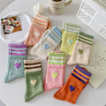 Miniatyrbild 7 av 8: Sweet Style Damstrumpor aroon Färg Love Heart Broderad Cott A1