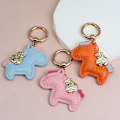 Miniatyrbild 4 av 8: Läder Charms Bag Pendel Keychain Cartoon Horses Keyring e An Orange