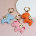 Miniatyrbillede 4 af 8: Læder Charms Bag Vedhæng Nøglering Tegnefilm Heste Nøglering e An Blue