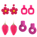 Miniatyrbilde 6 av 8: Barbie rosa øredobber Rose røde geometriske allsidige øredobber Holi 4