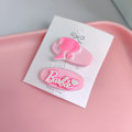 Pikkukuva 1 / 8: 2kpl e Barbie Letter hiusklipsit Y2k vaaleanpunainen hiusneula Bang Clip Hair A5