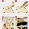 Miniatyrbild 4 av 5: Glasögonhållare Magnetisk Bil Organizer Glasögonfodral Case Beige