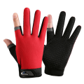 Miniatyrbillede 1 af 5: 1 par Anti-Slip åndbare fiskehandsker Two Finger Holdbar O Red