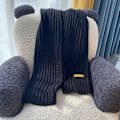 Miniatyrbilde 1 av 8: Ensfarget ullskjerf Kvinne e Jente Høst Vinter Tykk Varm K Black