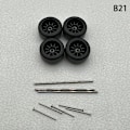 Miniatyrbillede 1 af 8: 1 sæt 1/64 model bilhjul med gummidæk Modificerede dele Ve B21 10Claws Black