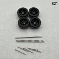 Pikkukuva 1 / 8: 1 set 1/64 mallin auton pyörät kumirenkailla muokatut osat Ve B21 10Claws Black