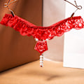 Pikkukuva 5 / 8: Uudet Pearls Rose -koristeilut stringit, kirjontalaukut naisten Red