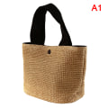 Miniatyrbillede 1 af 5: Elegant halmvævet håndtaske til damer Dame Holiday Beach Casual T Black