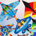 Miniatyrbillede 2 af 7: Tegnefilm Børn Drage Blå Rød Fighter Regnbuefly Stor drage A10