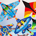 Pikkukuva 2 / 7: Sarjakuva Lasten leija Sininen Punainen Fighter Rainbow Plane Suuri leija A3