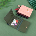 Miniatyrbillede 3 af 8: Dame pung PU læder pung kortholder Foldbar bærbar Pink