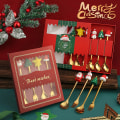 Miniatyrbillede 2 af 5: 4STK6STK Julegave lery Ske Gaffelsæt Elk Tree Dessert Sp A