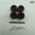 Pikkukuva 1 / 8: 1 set 1/64 mallin auton pyörät kumirenkailla muokatut osat Ve B27 fork Red