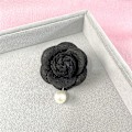 Miniatyrbillede 6 af 8: Elegant Luksus Stof Camellia Brocher Flower Badge Pin Vintag Black