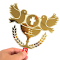 Miniatyrbillede 5 af 5: 1 Stk Baptist Cake Topper Pigeons IHS Eucharist Golden Silver Cak Gold