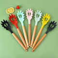 Miniatyrbillede 2 af 5: 1 stk One-Piece Silikoneske Spaghetti Pasta Server Fork Nuddel Light green