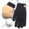Miniatyrbild 1 av 8: Cashmere Handskar Vintervarma Five Finger Vantar Touch Men Outdo Black