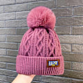 Pikkukuva 1 / 8: Cap Uusi fleecevuorattu lämmin villahattu n tyylinen pipohattu Fa Dark pink