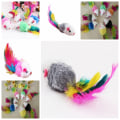 Pikkukuva 1 / 8: 1kpl/erä Pehmeä Fleece False Mouse Cat Lelut Värikäs Feather Funn