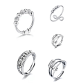 Miniatyrbillede 2 af 5: Ring Justerbar Åbning Fidget Ring Med Perlesmykker Ring A4