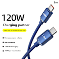 Miniatyrbild 1 av 8: 120W USB C till typ C-kabel för IPhone 15 Pro Max 13 Oneplus PO Blue-2m