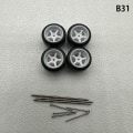 Pikkukuva 1 / 8: 1 set 1/64 mallin auton pyörät kumirenkailla muokatut osat Ve B31 5Claws White