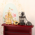 Miniatyrbilde 5 av 8: 1:12 Dukkehus Miniatyr Taklampe Lysekrone LED Vegglampe Black