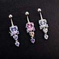 Miniatyrbild 3 av 5: Söt kristall hjärtformad zirkonbåge Belly Button Ring Mode Purple