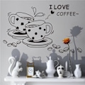 Miniatyrbild 6 av 8: Jag älskar kaffe väggdekal Avtagbar e kaffekopp väggdekal Ki