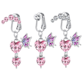 Miniatyrbilde 5 av 8: Hjerteformede vinger Rustfritt stål Nesestuds Belly Nipple Ring A3
