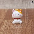 Miniatyrbillede 1 af 8: 1Pc e nytår tegneserie Lucky Cat Micro Landscape Resin Cat Micr F