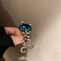 Miniatyrbillede 1 af 5: Krystal Rhinestone Cat Brocher til Kvinder Legering Animal Pins