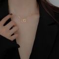 Miniatyrbild 1 av 8: Enkelt dubbelt hjärta hänge Choker halsband Guld Silver Färg C Gold