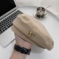 Miniatyrbilde 6 av 8: Bomull Dame Berets Vinterluer Høst Vinter Street Åttekantet Beige